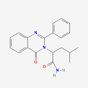 molecular formula C20H21N3O2 B13786221 alpha-(2-Methylbutyl)-4-oxo-2-phenyl-3(4H)-quinazolineacetamide CAS No. 70203-76-8