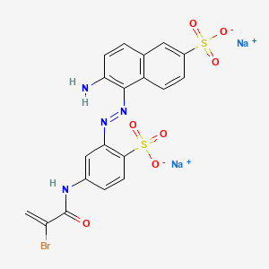 molecular formula C19H13BrN4Na2O7S2 B13786245 Disodium 6-amino-5-((5-((2-bromo-1-oxoallyl)amino)-2-sulphonatophenyl)azo)naphthalene-2-sulphonate CAS No. 70210-41-2