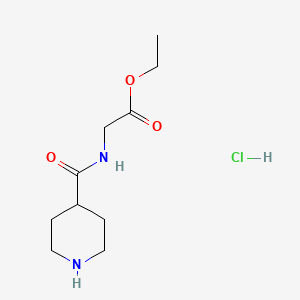 molecular formula C10H19ClN2O3 B1378636 Ethyl 2-(piperidin-4-ylformamido)acetate hydrochloride CAS No. 1423023-98-6