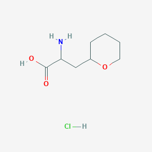 molecular formula C8H16ClNO3 B1378651 2-Amino-3-(oxan-2-yl)propanoic acid hydrochloride CAS No. 1423026-16-7
