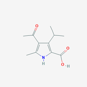 molecular formula C11H15NO3 B1378653 4-acetyl-5-methyl-3-(propan-2-yl)-1H-pyrrole-2-carboxylic acid CAS No. 1423024-14-9