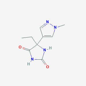 molecular formula C9H12N4O2 B1378662 5-ethyl-5-(1-methyl-1H-pyrazol-4-yl)imidazolidine-2,4-dione CAS No. 1423029-14-4
