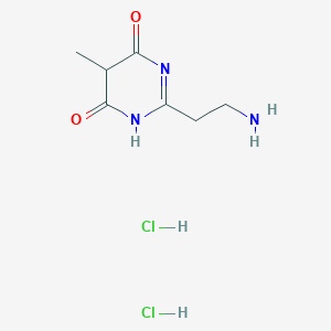 molecular formula C7H13Cl2N3O2 B1378665 2-(2-Aminoethyl)-5-methyl-1,4,5,6-tetrahydropyrimidine-4,6-dione dihydrochloride CAS No. 1423027-89-7