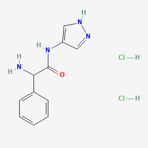 molecular formula C11H14Cl2N4O B1378670 2-amino-2-phenyl-N-(1H-pyrazol-4-yl)acetamide dihydrochloride CAS No. 1423026-96-3