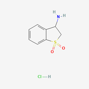 molecular formula C8H10ClNO2S B1378672 2,3-Dihydro-benzo[b]thiophen-3-amine 1,1-dioxide hydrochloride CAS No. 14613-43-5