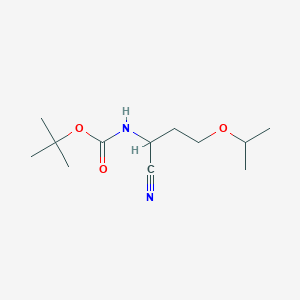 molecular formula C12H22N2O3 B1378682 tert-butyl N-[1-cyano-3-(propan-2-yloxy)propyl]carbamate CAS No. 1797386-67-4