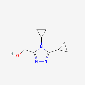molecular formula C9H13N3O B1378690 (dicyclopropyl-4H-1,2,4-triazol-3-yl)methanol CAS No. 1461707-62-9