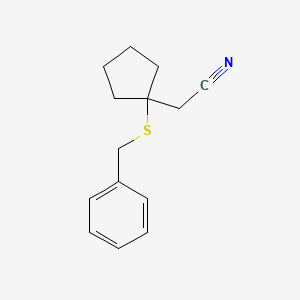 molecular formula C14H17NS B1378691 2-[1-(Benzylsulfanyl)cyclopentyl]acetonitrile CAS No. 1461713-49-4