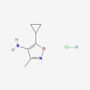 molecular formula C7H11ClN2O B1378692 5-Cyclopropyl-3-methyl-1,2-oxazol-4-amine hydrochloride CAS No. 1461713-39-2