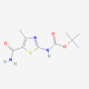 molecular formula C10H15N3O3S B1378694 tert-butyl N-(5-carbamoyl-4-methyl-1,3-thiazol-2-yl)carbamate CAS No. 1461707-68-5