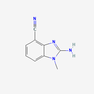 molecular formula C9H8N4 B1378698 2-amino-1-methyl-1H-1,3-benzodiazole-4-carbonitrile CAS No. 1379336-58-9