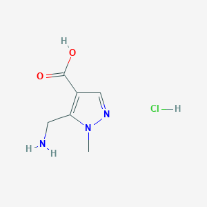 molecular formula C6H10ClN3O2 B1378706 5-(aminomethyl)-1-methyl-1H-pyrazole-4-carboxylic acid hydrochloride CAS No. 1797274-41-9