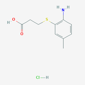 molecular formula C10H14ClNO2S B1378712 3-[(2-Amino-5-methylphenyl)sulfanyl]propanoic acid hydrochloride CAS No. 1461708-09-7