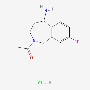 molecular formula C12H16ClFN2O B1378731 1-(5-amino-8-fluoro-2,3,4,5-tetrahydro-1H-2-benzazepin-2-yl)ethan-1-one hydrochloride CAS No. 1803599-65-6