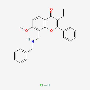 molecular formula C26H26ClNO3 B13787333 Flavone, 8-(benzylaminomethyl)-3-ethyl-7-methoxy-, hydrochloride CAS No. 67238-68-0