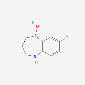 molecular formula C10H12FNO B1378740 7-fluoro-2,3,4,5-tetrahydro-1H-1-benzazepin-5-ol CAS No. 1379213-48-5