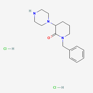 molecular formula C16H25Cl2N3O B1378757 1-Benzyl-3-(piperazin-1-yl)piperidin-2-one dihydrochloride CAS No. 1461706-34-2