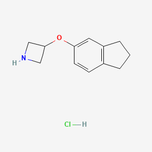 molecular formula C12H16ClNO B1378764 3-Azetidinyl 2,3-dihydro-1H-inden-5-yl ether hydrochloride CAS No. 1449117-71-8