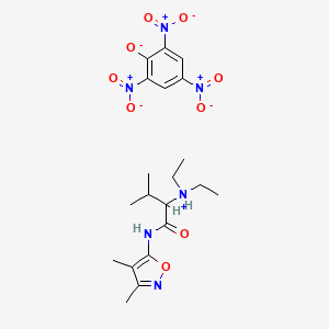 molecular formula C20H28N6O9 B13787794 2-(Diethylamino)-N-(3,4-dimethyl-5-isoxazolyl)-3-methylbutyramide picrate CAS No. 94868-65-2