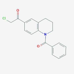 molecular formula C18H16ClNO2 B1378785 1-(1-Benzoyl-1,2,3,4-tetrahydroquinolin-6-yl)-2-chloroethan-1-one CAS No. 1461707-22-1