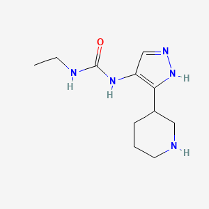 molecular formula C11H19N5O B1378787 3-ethyl-1-[3-(piperidin-3-yl)-1H-pyrazol-4-yl]urea CAS No. 1803585-25-2
