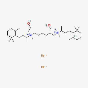 molecular formula C38H78Br2N2O2 B13787882 Ammonium, hexamethylenebis(1-methyl-3-(2,2,6-trimethylcyclohexyl)propyl)bis((2-hydroxyethyl)methyl-, dibromide CAS No. 67011-25-0