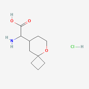 molecular formula C10H18ClNO3 B1378791 2-Amino-2-{5-oxaspiro[3.5]nonan-8-yl}acetic acid hydrochloride CAS No. 1607249-39-7