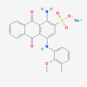 molecular formula C22H17N2NaO6S B13787945 2-Anthracenesulfonic acid, 1-amino-9,10-dihydro-4-[(2-methoxy-5-methylphenyl)amino]-9,10-dioxo-, monosodium salt CAS No. 67969-95-3