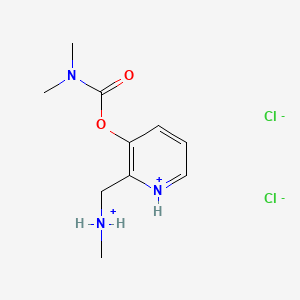 molecular formula C10H17Cl2N3O2 B13787948 Carbamic acid, dimethyl-, (2-((methylamino)methyl)-3-pyridyl) ester, dihydrochloride CAS No. 67049-90-5