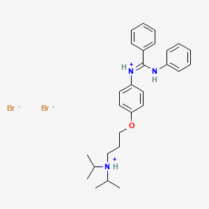 molecular formula C28H37Br2N3O B13787977 Benzamidine, N-(p-(3-(diisopropylamino)propoxy)phenyl)-N'-phenyl-, dihydrobromide CAS No. 80784-98-1