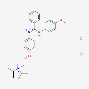 molecular formula C28H37Cl2N3O2 B13787999 Benzamidine, N-(p-(2-(diisopropylamino)ethoxy)phenyl)-N'-(p-methoxyphenyl)-, dihydrochloride CAS No. 80785-09-7