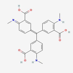 molecular formula C25H23N3O6 B13788014 Bis(3-carboxy-4-(methylamino)phenyl)(3-carboxylate-4-(methylamino)phenyl)methylium CAS No. 85049-98-5