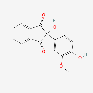 molecular formula C16H12O5 B13788021 2-Hydroxy-2-(4-hydroxy-3-methoxyphenyl)-1H-indene-1,3(2H)-dione CAS No. 75840-16-3