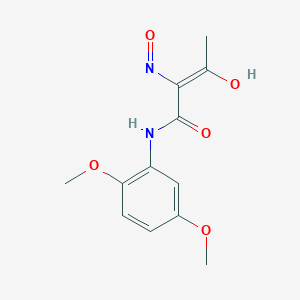 molecular formula C12H14N2O5 B13788033 N-(2,5-Dimethoxy-phenyl)-2-hydroxyimino-3-oxo-butyramide 