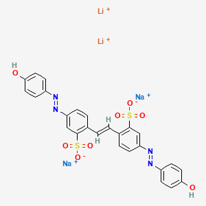 molecular formula C26H18Li2N4Na2O8S2+2 B13788057 Benzenesulfonic acid, 2,2'-(1,2-ethenediyl)bis(5-((4-hydroxyphenyl)azo)-, dilithium disodium salt CAS No. 66104-72-1