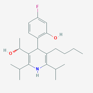 molecular formula C23H34FNO2 B13788087 3-Pyridinemethanol, 5-butyl-4-(4-fluoro-2-hydroxyphenyl)-a-methyl-2,6-bis(1-methylethyl)-, (aR)- 