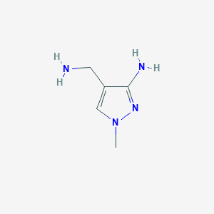 molecular formula C5H10N4 B1378810 4-(aminomethyl)-1-methyl-1H-pyrazol-3-amine CAS No. 1461705-65-6