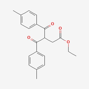molecular formula C21H22O4 B1378811 Ethyl 3-(4-methylbenzoyl)-4-(4-methylphenyl)-4-oxobutanoate CAS No. 1461713-26-7