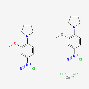 molecular formula C22H28Cl4N6O2Zn B13788117 zinc;3-methoxy-4-pyrrolidin-1-ylbenzenediazonium;tetrachloride CAS No. 67828-56-2