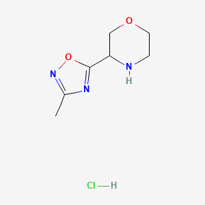 molecular formula C7H12ClN3O2 B1378822 3-(3-Methyl-1,2,4-oxadiazol-5-yl)morpholine hydrochloride CAS No. 1461708-80-4