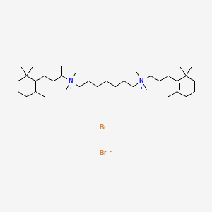 molecular formula C37H72Br2N2 B13788225 Ammonium, heptamethylenebis(1-methyl-3-(2,6,6-trimethyl-1-cyclohexen-1-yl)propyl)bis(dimethyl-, dibromide, dihydrate CAS No. 66967-68-8