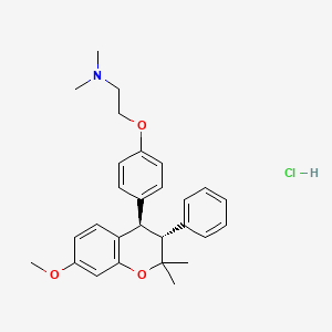 molecular formula C28H34ClNO3 B13788322 Des(pyrrolidinyl)dimethylamino ormeloxifene hydrochloride CAS No. 84394-08-1