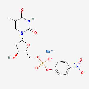 molecular formula C16H17N3NaO10P B13788324 Thymidine 5'-monophosphate p-nitrophenyl ester sodium salt 