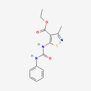 molecular formula C14H15N3O3S B13788389 Ethyl 3-methyl-5-[(phenylcarbamoyl)amino]-1,2-thiazole-4-carboxylate CAS No. 92376-38-0