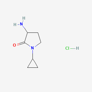 molecular formula C7H13ClN2O B1378850 3-氨基-1-环丙基吡咯烷-2-酮盐酸盐 CAS No. 1423028-15-2