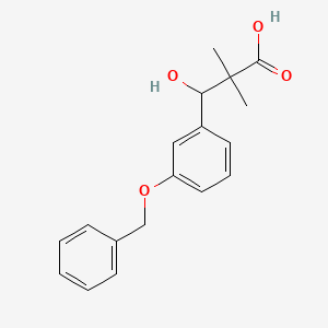 molecular formula C18H20O4 B1378860 3-[3-(Benzyloxy)phenyl]-3-hydroxy-2,2-dimethylpropanoic acid CAS No. 1423028-78-7
