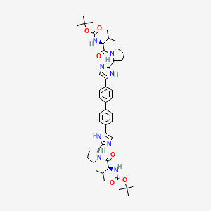 molecular formula C46H62N8O6 B1378875 TERT-BUTYL (2S,2'S)-1,1'-((2S,2'S)-2,2'-(4,4'-(BIPHENYL-4,4'-DIYL)BIS(1H-IMIDAZOLE-4,2-DIYL))BIS(PYRROLIDINE-2,1-DIYL))BIS(3-METHYL-1-OXOBUTANE-2,1-DIYL)DICARBAMATE CAS No. 1009119-17-8