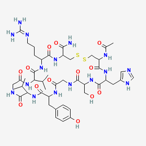 molecular formula C46H70N16O13S2 B13788828 Ac-DL-Cys(1)-DL-His-DL-Ser-Gly-DL-Tyr-DL-Val-Gly-DL-Val-DL-Arg-DL-Cys(1)-NH2 