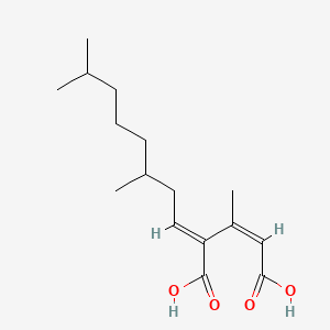 molecular formula C16H26O4 B13788843 2-Pentenedioic acid, 4-(3,7-dimethyloctylidene)-3-methyl-, (2Z,4E)- CAS No. 68516-38-1