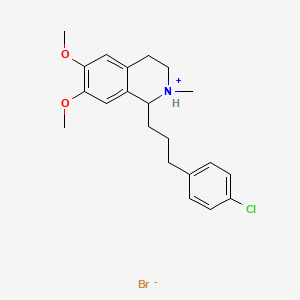 molecular formula C21H27BrClNO2 B13788861 Isoquinoline, 1,2,3,4-tetrahydro-1-(4-chlorophenethyl)methyl-6,7-dimethoxy-2-methyl-, hydrobromide CAS No. 63937-85-9